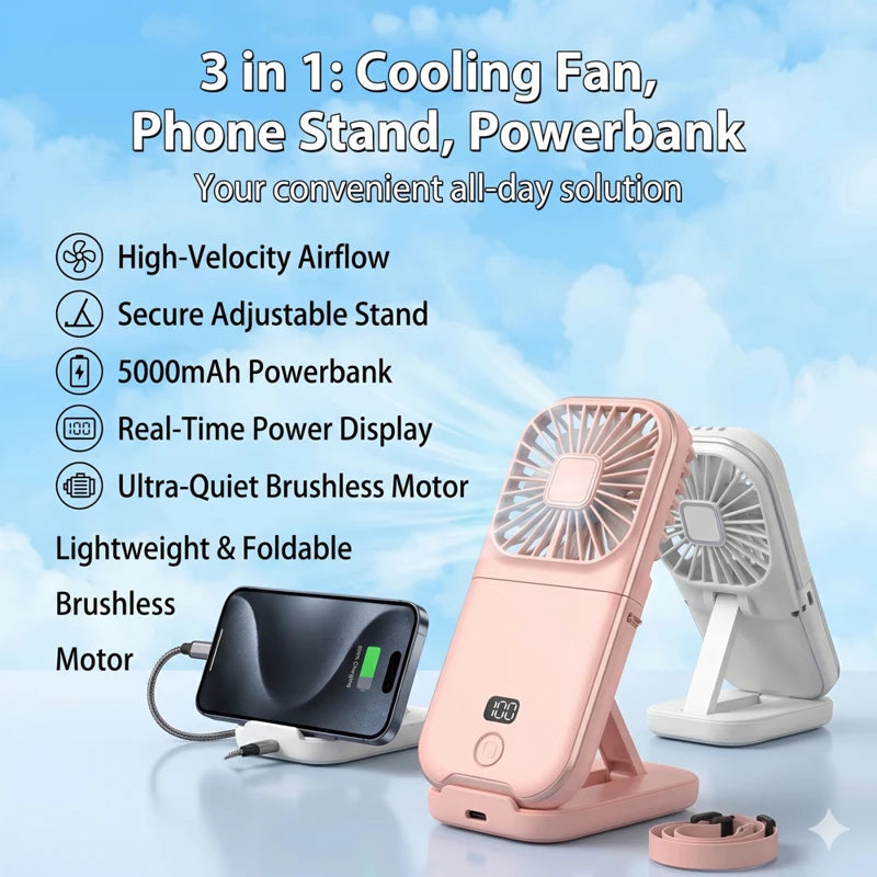 Mini Ventilateur USB Rechargeable Portable – Silencieux et Puissant